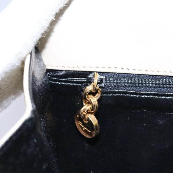 Salvatore Ferragamo Gancini Chain Shoulder Bag Suede Beige Gold Auth MY113 - Picture 13 of 16